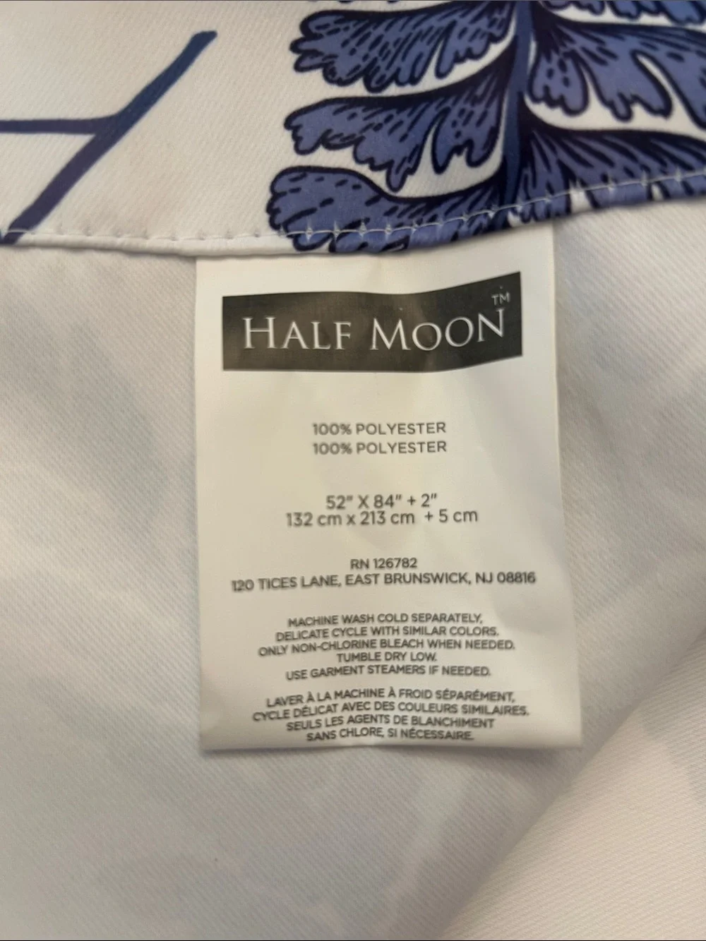 Fern Botanical Drapery 4 Panels in Navy on Cream by Half Moon 52X84